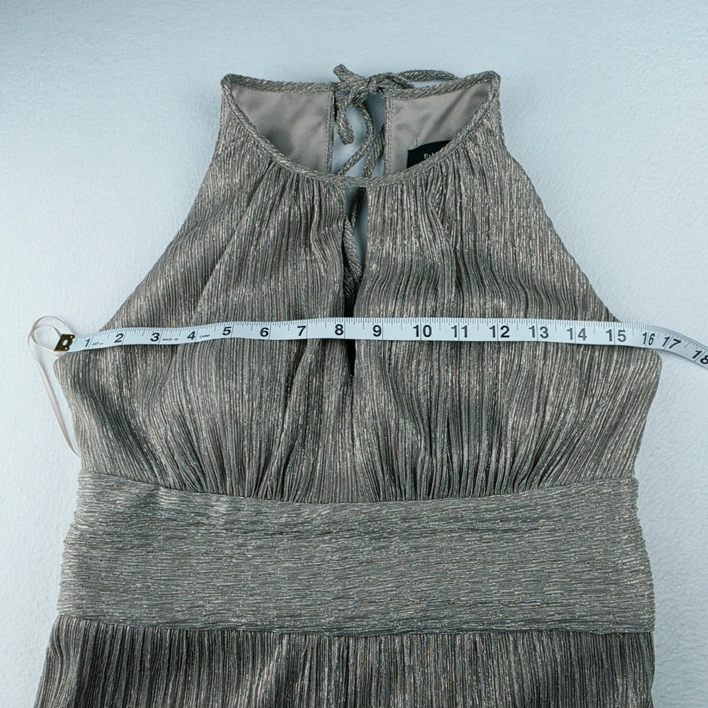 R&M Richards Womens Metallic Plisse Pleated Halter Wide Leg Jumpsuit Size 8 - Picture 8 of 12